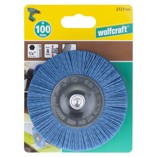 Wolfcraft Naylon Tel Tekerlek Fırça, Yumuşak (Mavi) Ø100mm - Altıgen Şaft